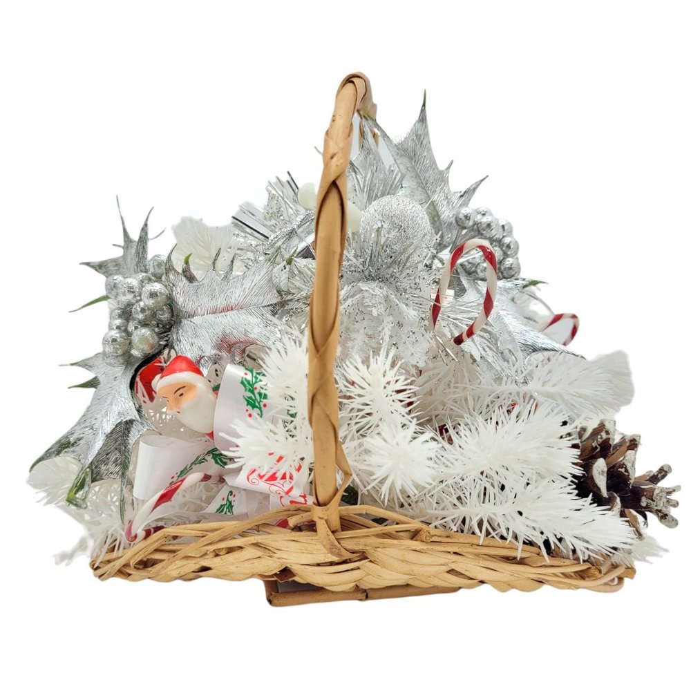 Christmas Basket Table Centerpiece Mantel Decoration Santa Decoration